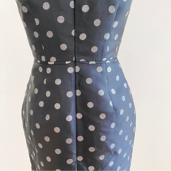 J.Crew Dress Black Silver Metallic Jacquard Polka Dot Sleeveless Sz 0 Petite NWT - Picture 5 of 13